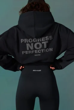 Oh Polly Sweatshirts | Matching Sets^Cropped Drawstring Hooded Sweatshirt in Black