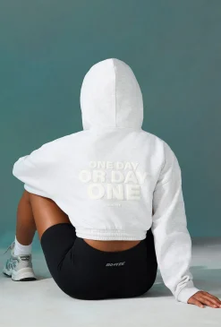 Oh Polly Sweatshirts | Matching Sets^Cropped Drawstring Hooded Sweatshirt in Ice Grey IceGrey