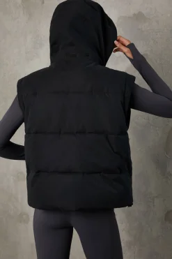 Oh Polly Coats^Cropped Puffer Jacket with Detachable Sleeves in Black