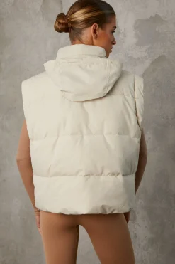 Oh Polly Coats^Cropped Puffer Jacket with Detachable Sleeves in Sand