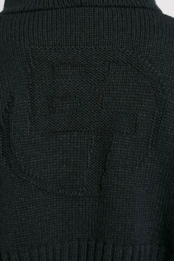 Oh Polly Knitwear^Cropped Zip Up Chunky Knit Hoodie in Black