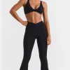 Oh Polly Matching Sets | Leggings^Cross Waistband Flare Pocket Leggings in Black