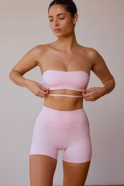 Oh Polly Matching Sets | Sports Bras^Cross-Back Bandeau Bra in Soft Pink SoftPink