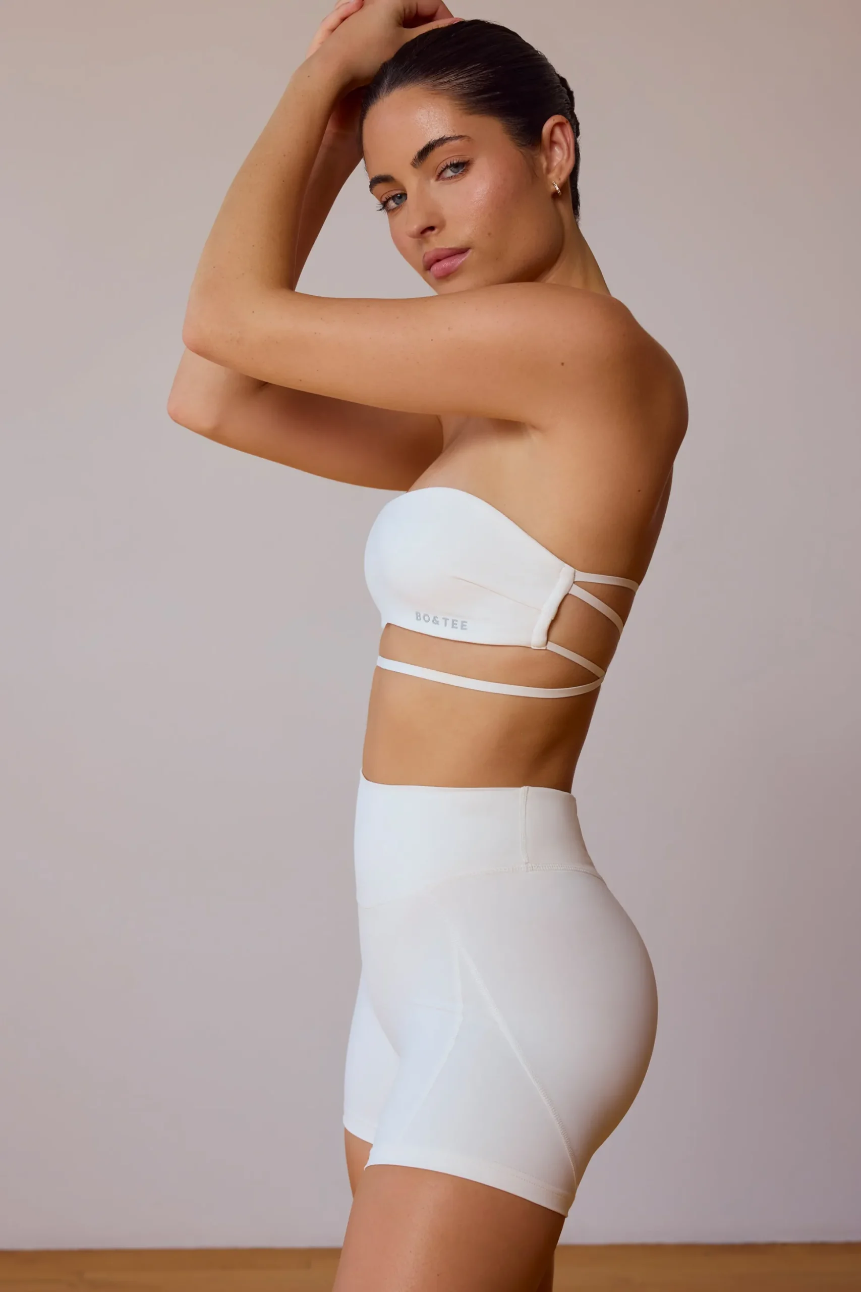 Oh Polly Matching Sets | Sports Bras^Cross-Back Bandeau Bra in Soft White SoftWhite