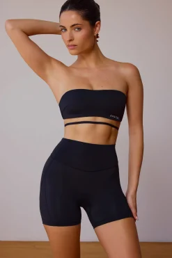 Oh Polly Matching Sets | Sports Bras^Cross-Back Bandeau Bra in Black
