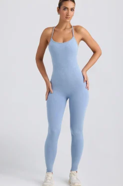 Oh Polly Unitards | Jumpsuits & Unitards^Cross-Back Jumpsuit in Washed Blue WashedBlue