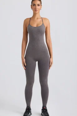 Oh Polly Unitards | Jumpsuits & Unitards^Cross-Back Jumpsuit in Washed Charcoal WashedCharcoal