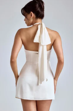 Oh Polly Women'S Clothing Sale - $65 And Under | Bride To Be^Cross-Neck A-Line Mini Dress in Ivory