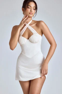 Oh Polly Women'S Clothing Sale - $65 And Under | Bride To Be^Cross-Neck A-Line Mini Dress in Ivory