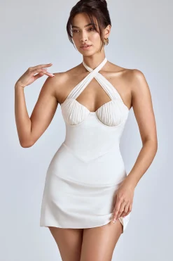Oh Polly Women'S Clothing Sale - $65 And Under | Bride To Be^Cross-Neck A-Line Mini Dress in Ivory