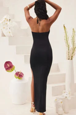 Oh Polly Tencel™ Modal Dresses^Cut Out Halter Neck Floor Length Maxi Dress in Black