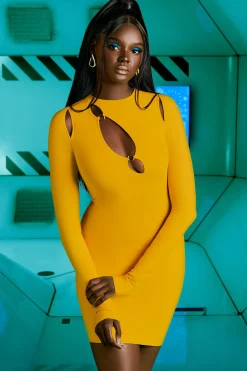 Oh Polly Women'S Clothing Sale - $65 And Under | Women'S Clothing Sale - $40 And Under^Cut Out Long Sleeve Dress in Yellow