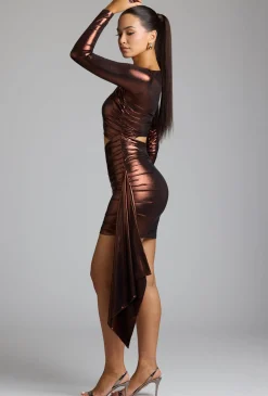 Oh Polly Women'S Clothing Sale - $65 And Under | Women'S Clothing Sale - $40 And Under^Cut Out Metallic Jersey Mini Dress in Copper Bronze CopperBronze