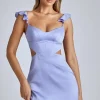 Oh Polly Women'S Clothing Sale - $65 And Under^Cut Out Satin Mini Dress in Blue Lavender BlueLavender