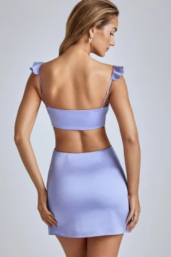 Oh Polly Women'S Clothing Sale - $65 And Under^Cut Out Satin Mini Dress in Blue Lavender BlueLavender
