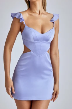 Oh Polly Women'S Clothing Sale - $65 And Under^Cut Out Satin Mini Dress in Blue Lavender BlueLavender