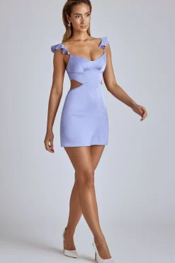 Oh Polly Women'S Clothing Sale - $65 And Under^Cut Out Satin Mini Dress in Blue Lavender BlueLavender