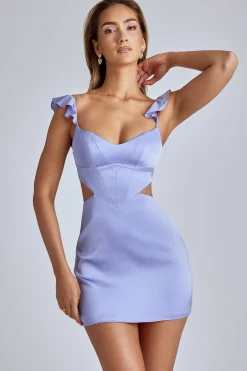Oh Polly Women'S Clothing Sale - $65 And Under^Cut Out Satin Mini Dress in Blue Lavender BlueLavender