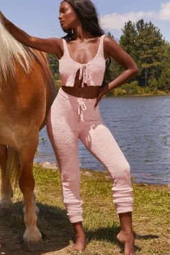 Oh Polly Women'S Clothing Sale - $65 And Under | Women'S Clothing Sale - $40 And Under^Cute Doing Nothing Cosy Tie Front Crop Top in Pink