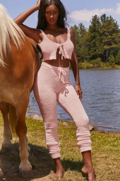 Oh Polly Women'S Clothing Sale - $65 And Under | Women'S Clothing Sale - $40 And Under^Cute Doing Nothing Cosy Tie Front Crop Top in Pink