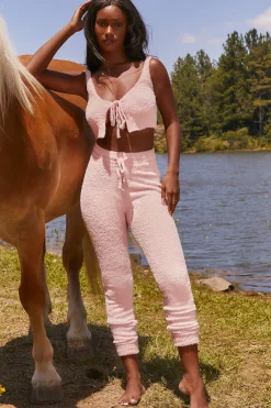 Oh Polly Women'S Clothing Sale - $65 And Under | Women'S Clothing Sale - $40 And Under^Cute Doing Nothing Cosy Tie Front Crop Top in Pink
