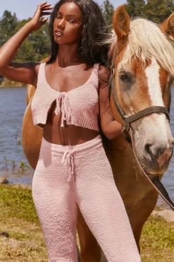 Oh Polly Women'S Clothing Sale - $65 And Under | Women'S Clothing Sale - $40 And Under^Cute Doing Nothing Cosy Tie Front Crop Top in Pink