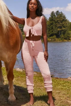 Oh Polly Women'S Clothing Sale - $65 And Under | Women'S Clothing Sale - $40 And Under^Cute Doing Nothing Cosy Tie Front Crop Top in Pink