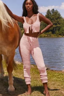 Oh Polly Women'S Clothing Sale - $65 And Under | Women'S Clothing Sale - $40 And Under^Cute Doing Nothing Cosy Tie Front Crop Top in Pink