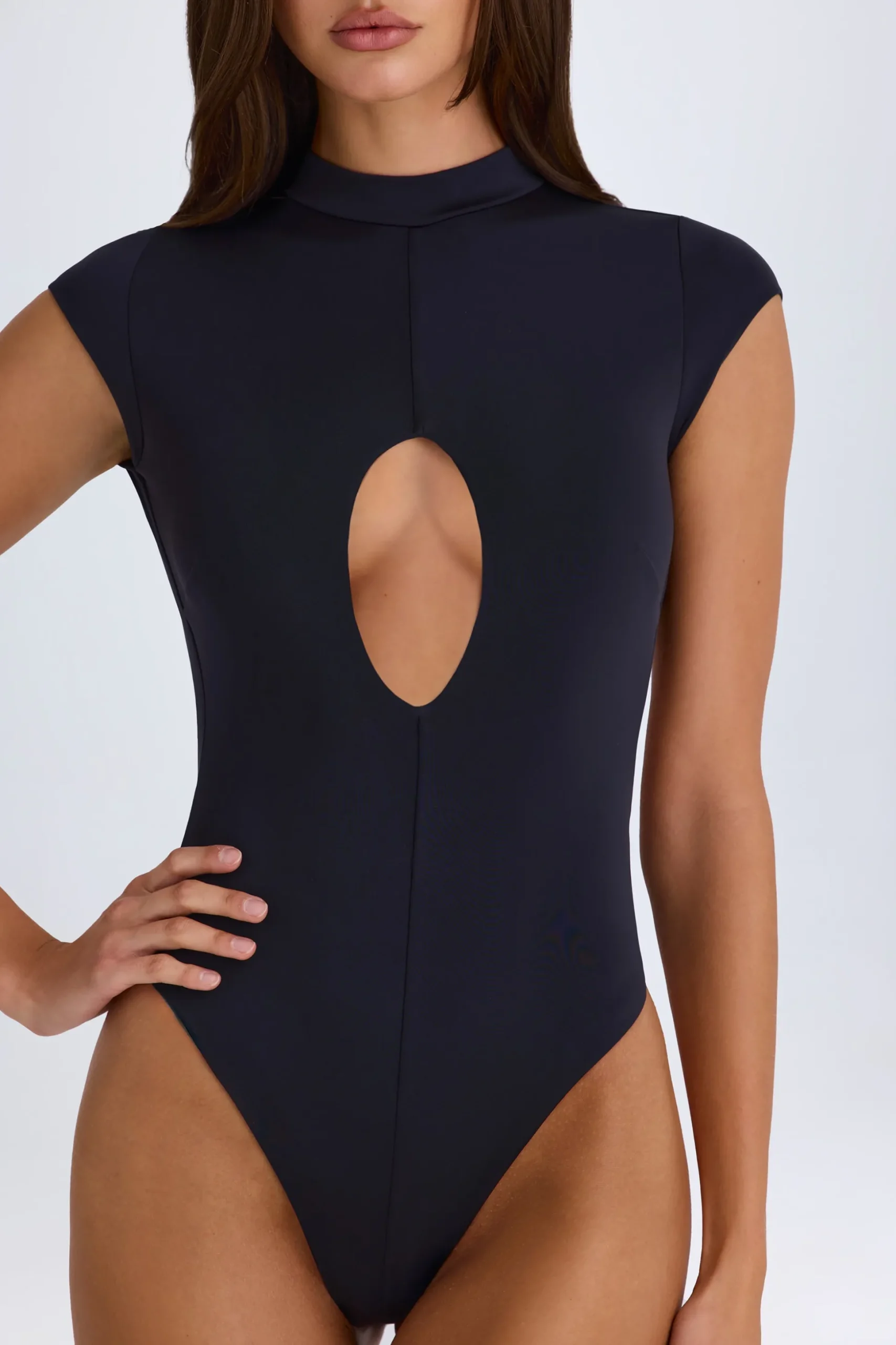 Oh Polly Night Out^Cut-Out Bodysuit in Black