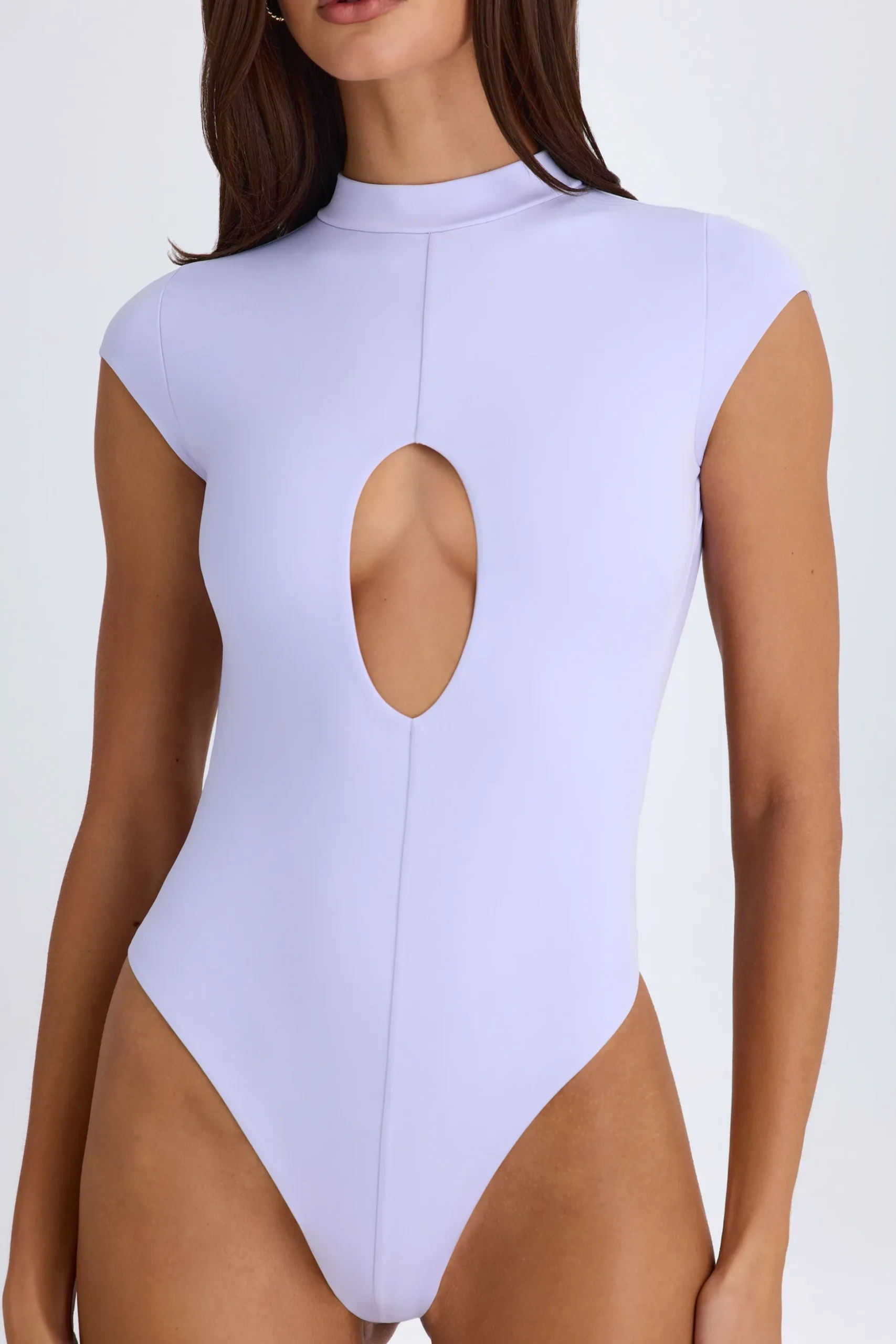 Oh Polly Night Out^Cut-Out Bodysuit in Soft Lilac SoftLilac