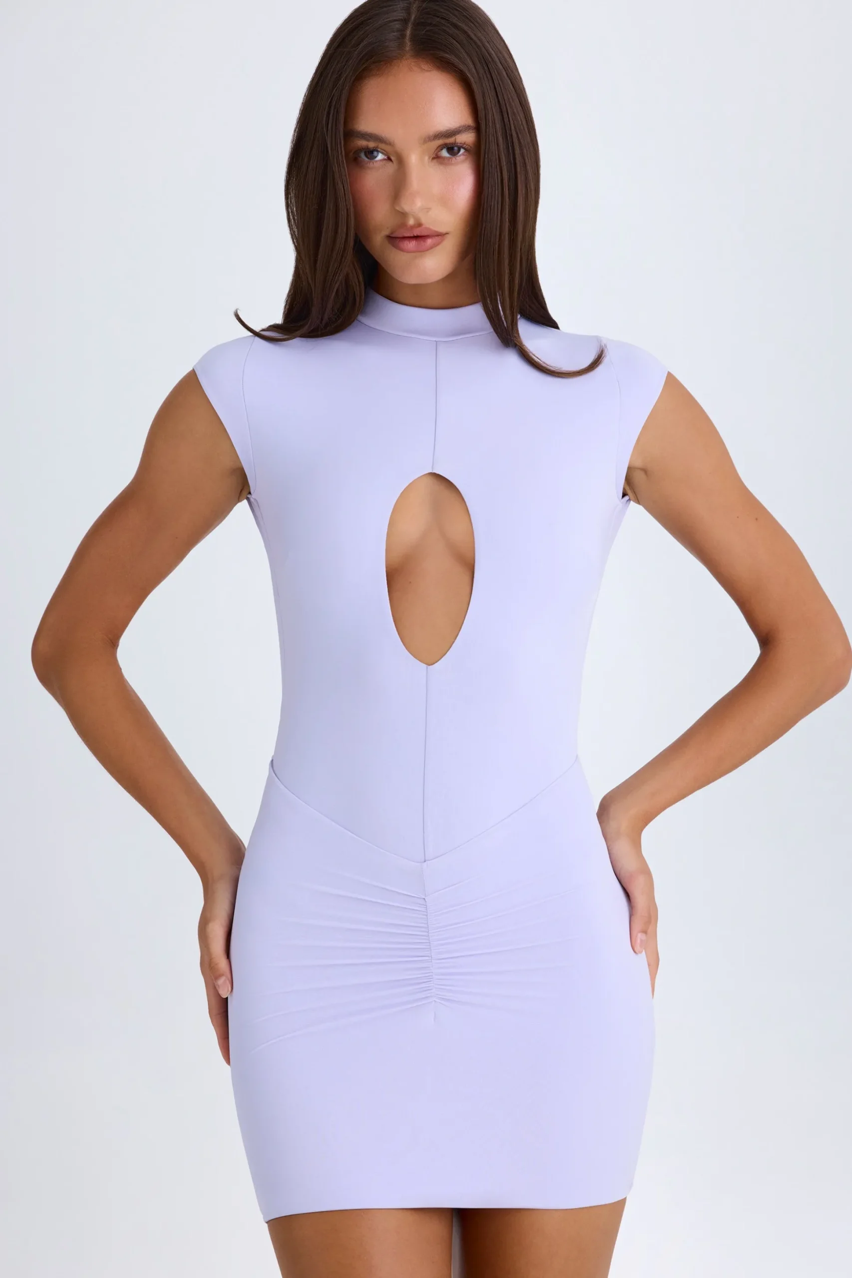 Oh Polly Night Out^Cut-Out Bodysuit in Soft Lilac SoftLilac