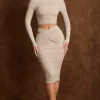 Oh Polly Skirts & Skorts | Bottoms^Cut-Out Draped High-Rise Midi Skirt in Light Grey LightGrey