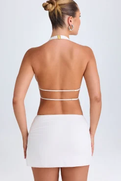 Oh Polly Co-Ords | Tops^Cut-Out Ruched Halterneck Crop Top in White