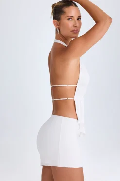 Oh Polly Co-Ords | Tops^Cut-Out Ruched Halterneck Crop Top in White