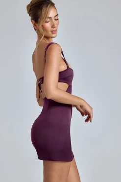 Oh Polly Women'S Clothing Sale - $65 And Under | Night Out^Cut-Out Satin Mini Dress in Plum