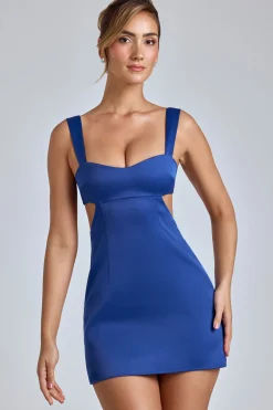 Oh Polly Night Out | Satin Dresses^Cut-Out Satin Mini Dress in Disco Blue DiscoBlue