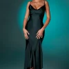 Oh Polly Wedding Guest | Satin Dresses^Deep Plunge Midaxi Dress in Black