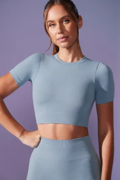 Oh Polly Women'S Clothing Sale - $65 And Under | Women'S Clothing Sale - $40 And Under^Define Luxe Baby Tee Crop Top in Denim Blue DenimBlue