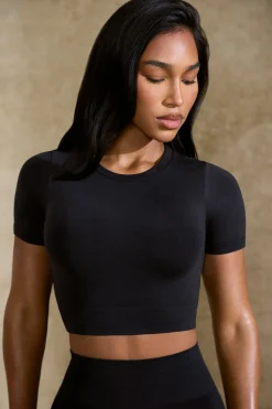 Oh Polly Matching Sets | Tops^Define Luxe Baby Tee Crop Top in Black