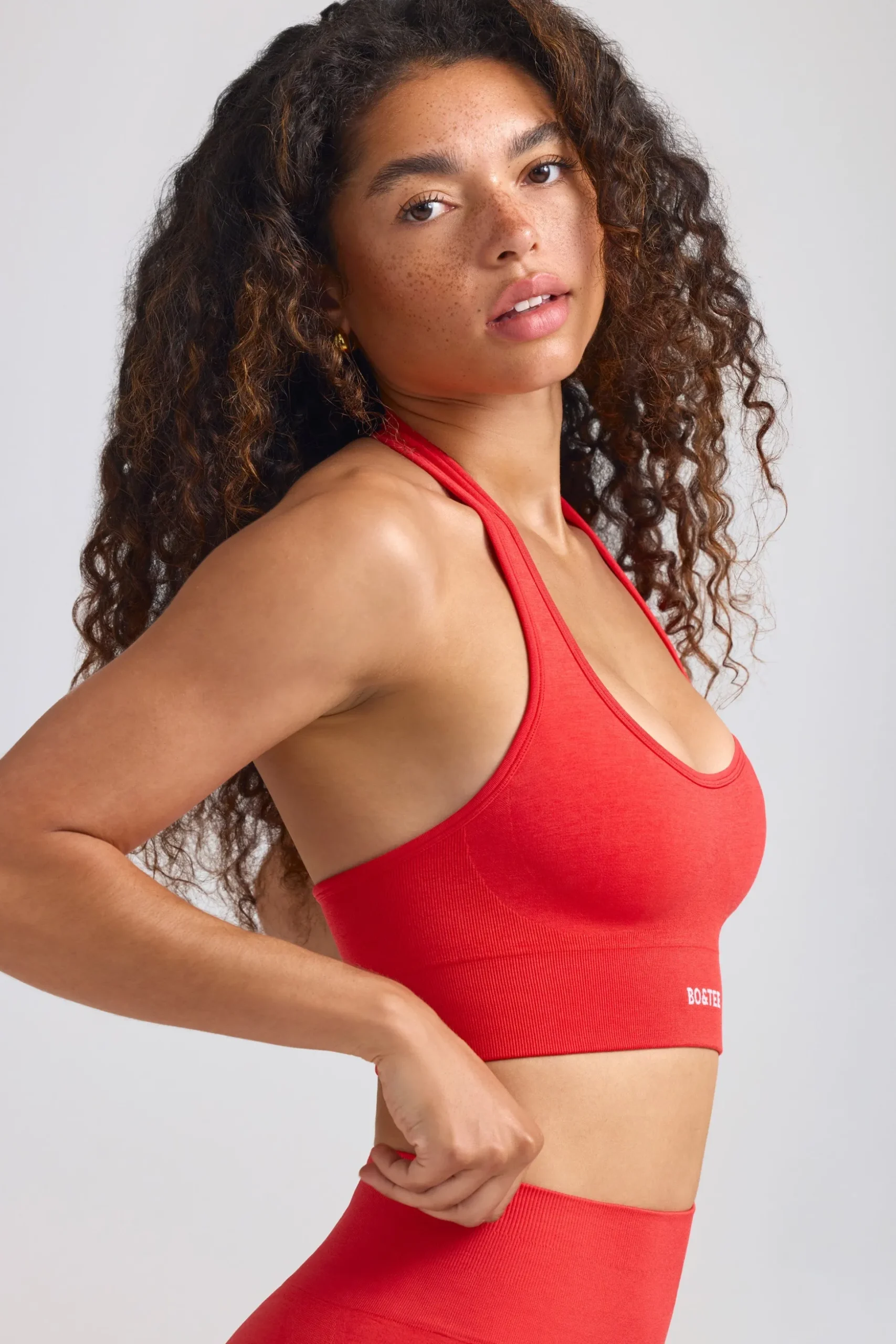 Oh Polly Matching Sets | Tops^Define Luxe Halterneck Sports Bra in Poppy Red
