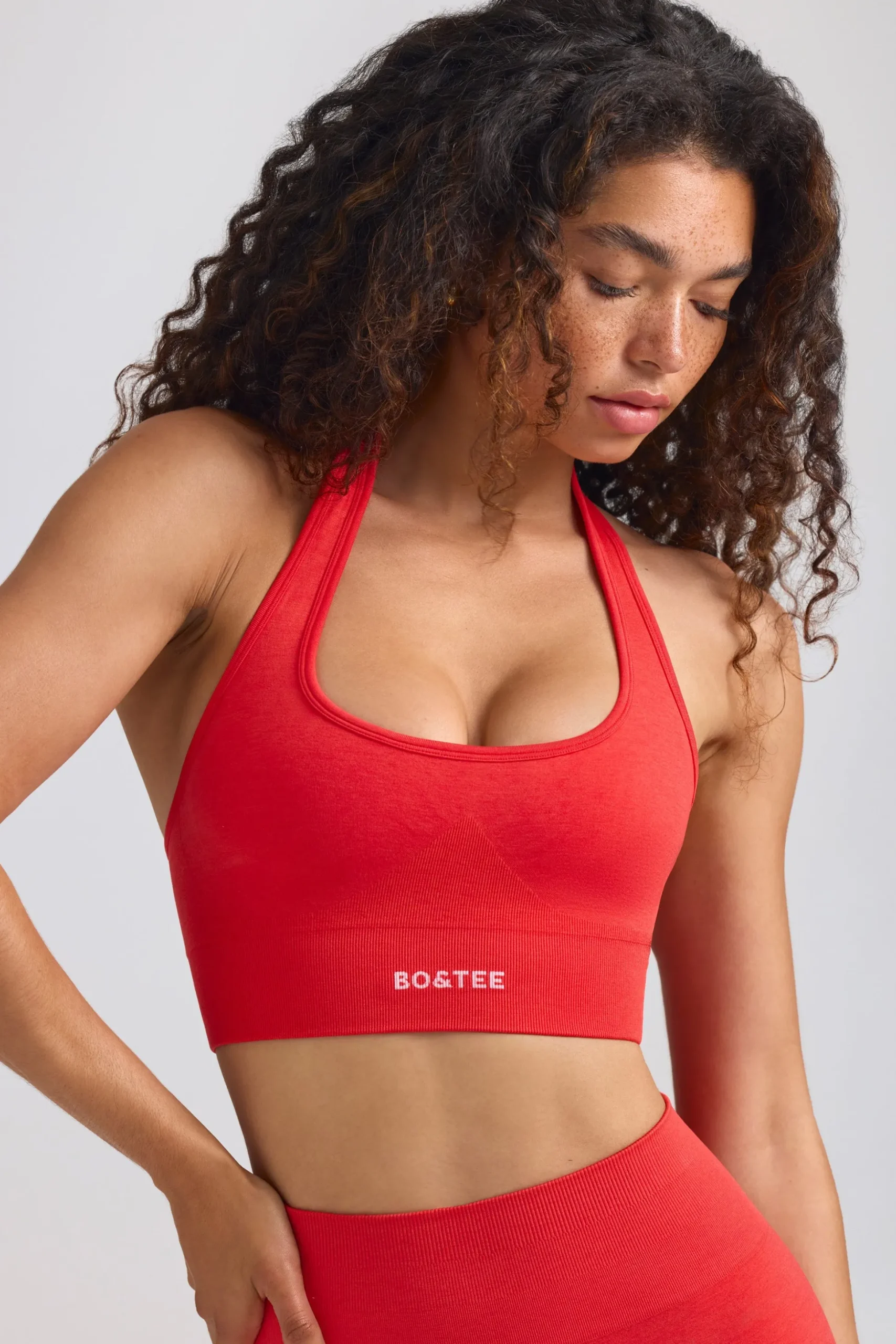 Oh Polly Matching Sets | Tops^Define Luxe Halterneck Sports Bra in Poppy Red