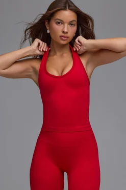 Oh Polly Matching Sets | Tops^Define Luxe Halterneck Tank Top in Cherry Red CherryRed