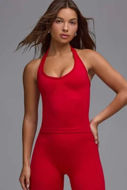 Oh Polly Matching Sets | Tops^Define Luxe Halterneck Tank Top in Cherry Red CherryRed