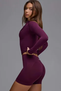 Oh Polly Matching Sets | Shorts^Define Luxe High-Waist Mini Shorts in Grape