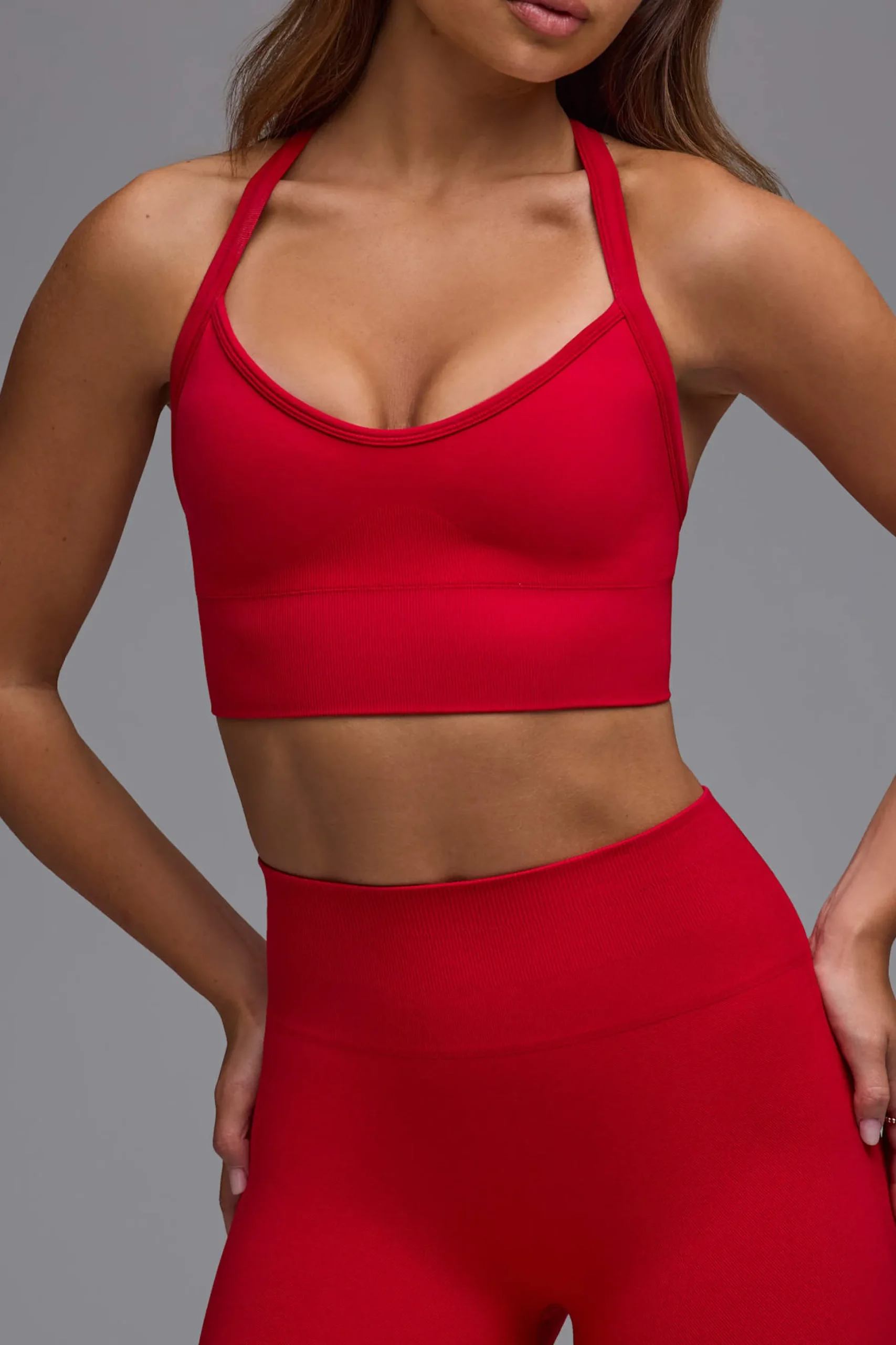 Oh Polly Matching Sets | Sports Bras^Define Luxe Multiway Sports Bra in Cherry Red CherryRed