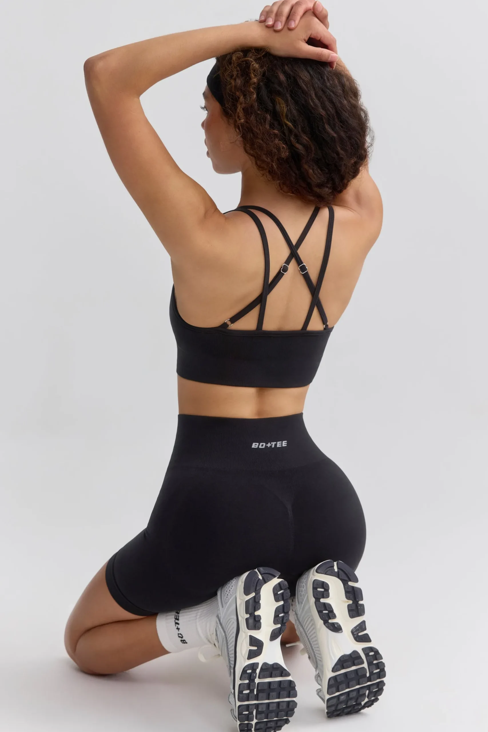 Oh Polly Matching Sets | Sports Bras^Define Luxe Strappy Sports Bra in Jet Black JetBlack