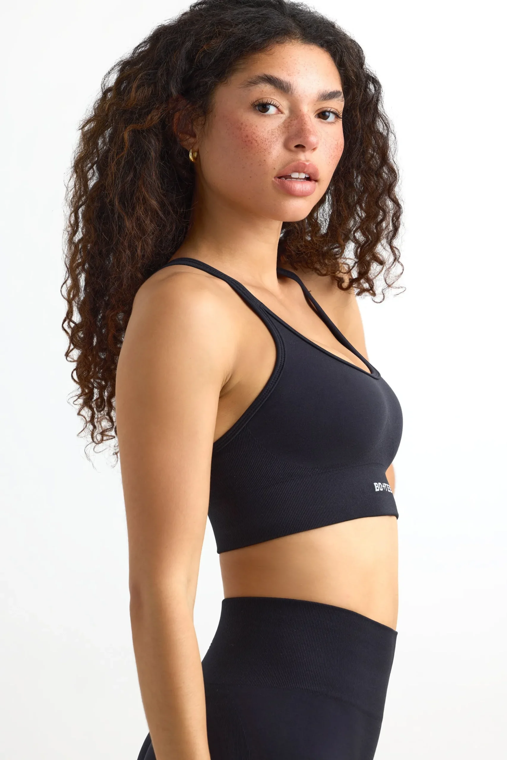 Oh Polly Matching Sets | Sports Bras^Define Luxe Strappy Sports Bra in Jet Black JetBlack