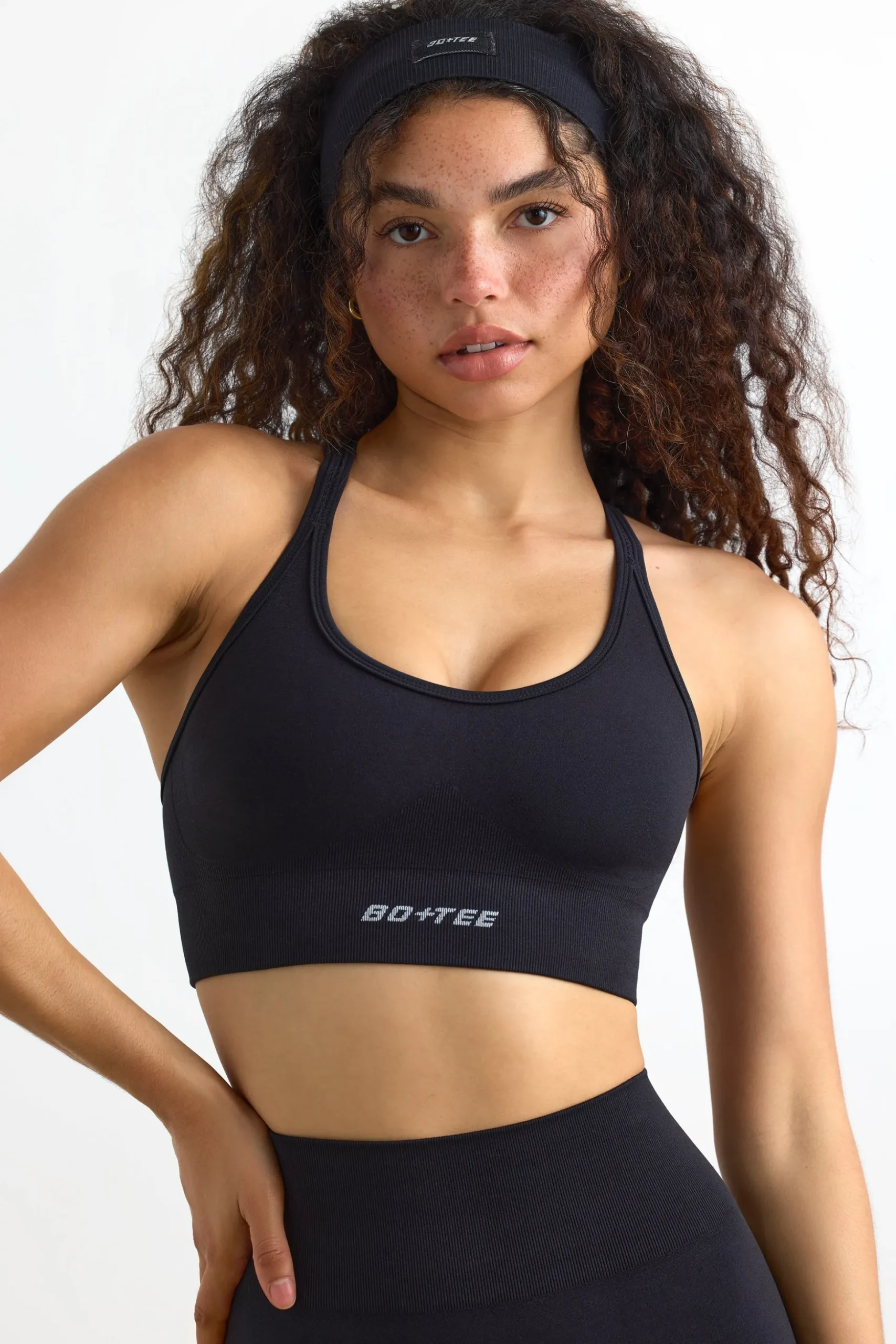 Oh Polly Matching Sets | Sports Bras^Define Luxe Strappy Sports Bra in Jet Black JetBlack