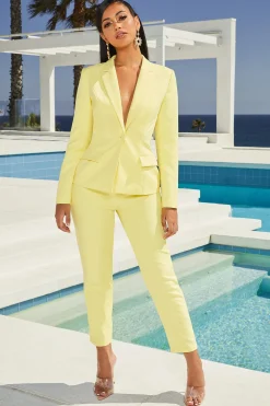 Oh Polly Women'S Clothing Sale - $65 And Under | Women'S Clothing Sale - $40 And Under^Down To Business High Waisted Trousers in Pastel Yellow