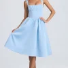 Oh Polly Wedding Guest^Draped Corset Midaxi Dress in Powder Blue PowderBlue